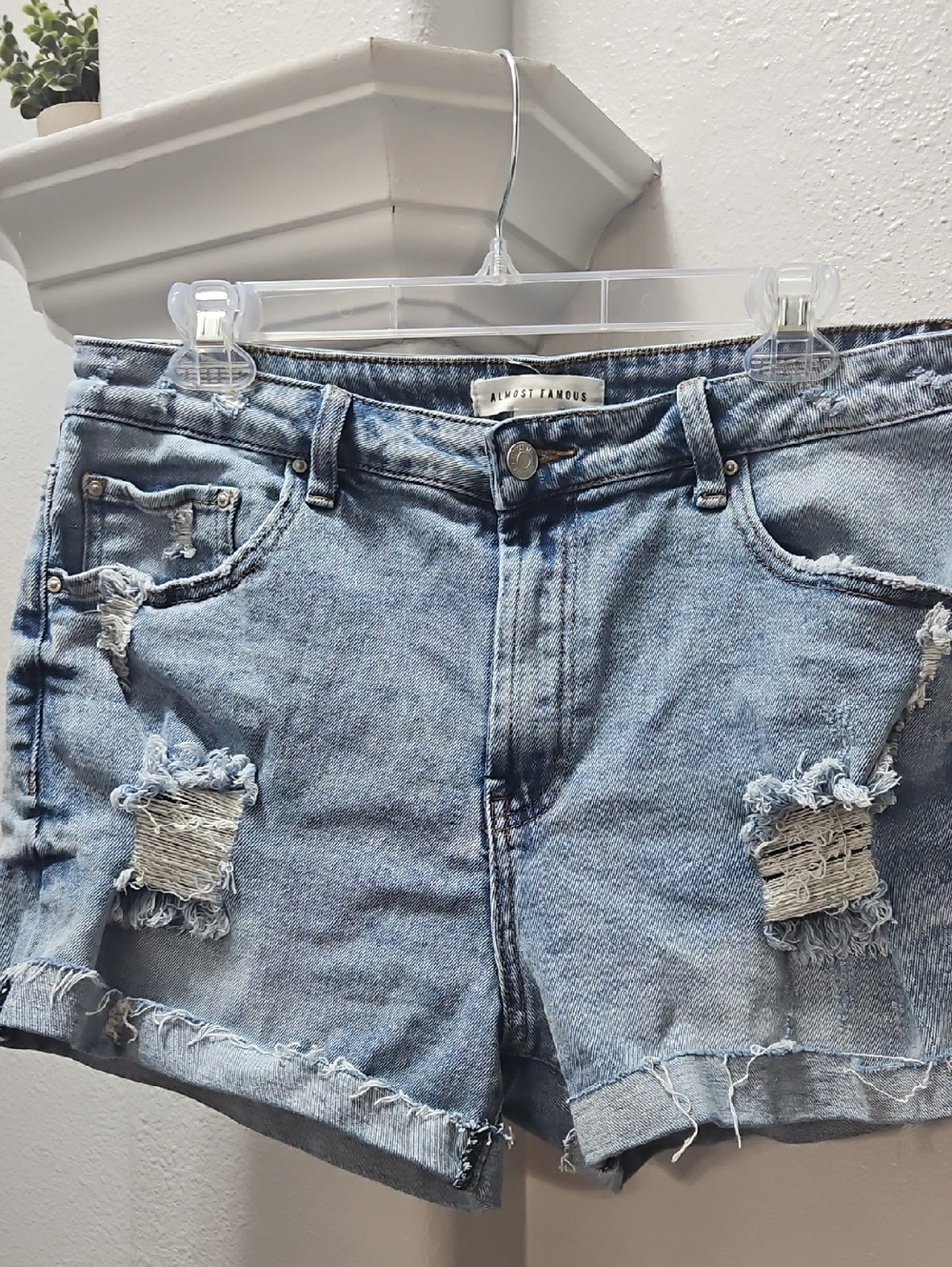 Almost Famous Light Blue Distressed Denim Cutoff Shorts